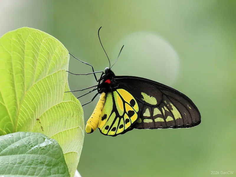 Foto Kupu-kupu sayap burung Wallace (Ornithoptera croesus).